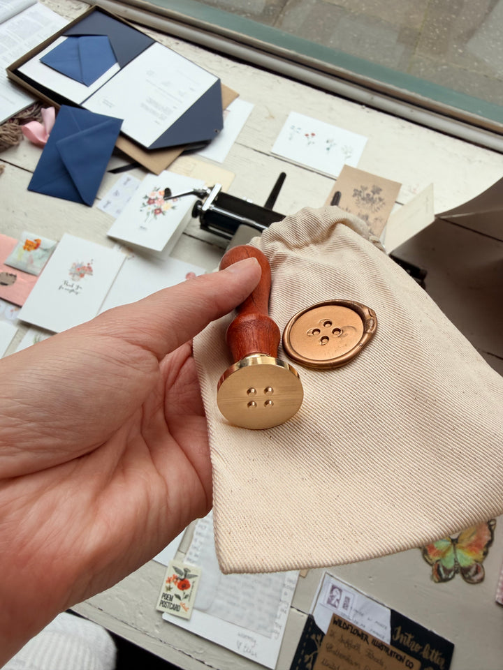 Cute as a Button Wax Stamp | Wax Seal in Cotton Bag