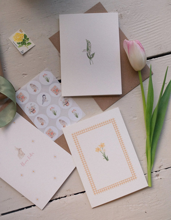 Easter Sunshine - Set of 3 hand-wrapped cards with stickers