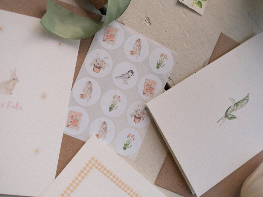 Easter Sunshine - Set of 3 hand-wrapped cards with stickers