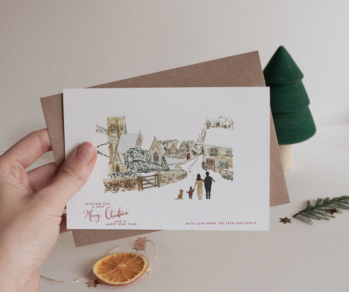 Personalised Snowy Walk Christmas Cards