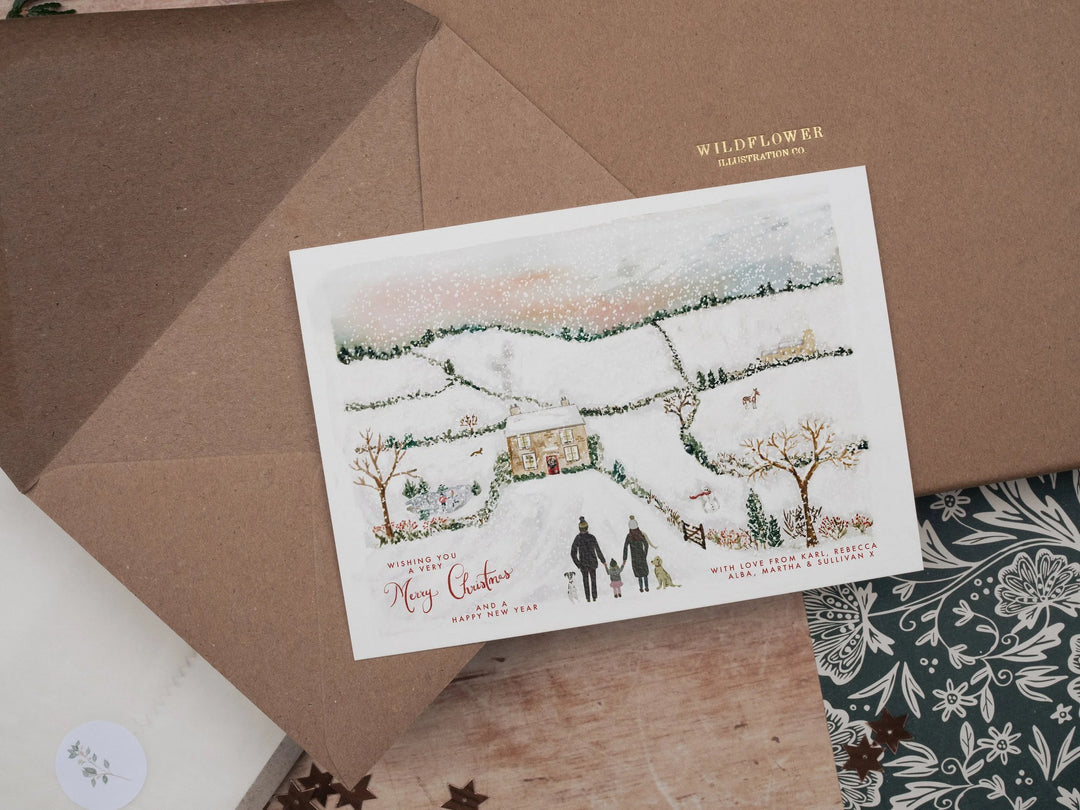 Personalised Snowy Hills Christmas Cards