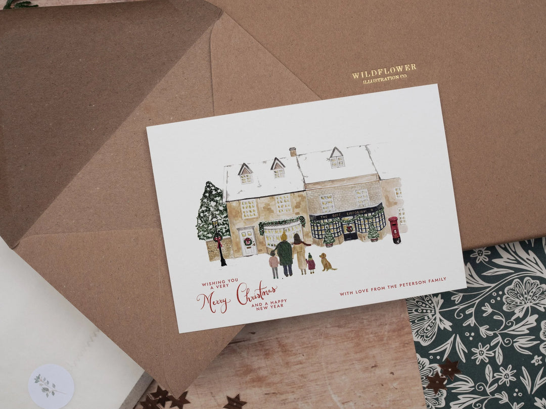 Personalised Cotswold Scene Christmas Card
