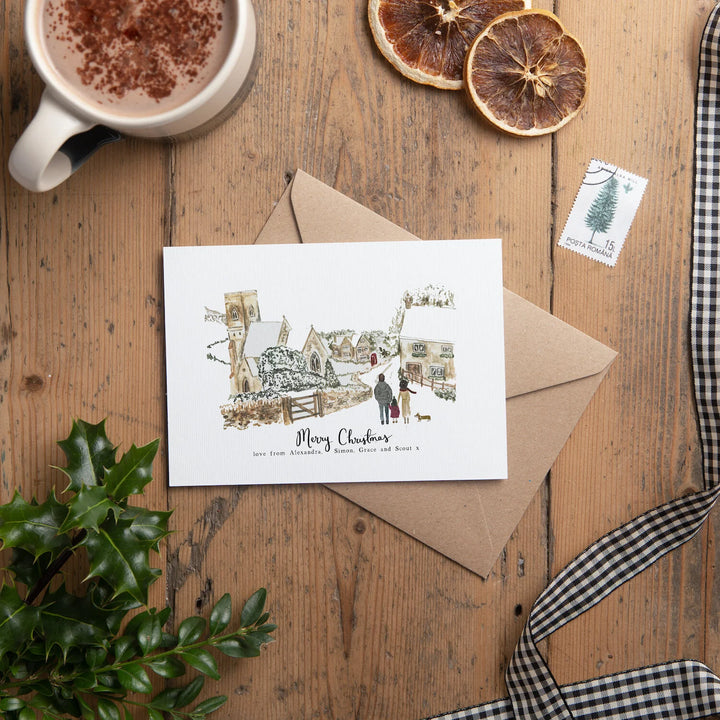 Personalised Snowy Walk Christmas Cards