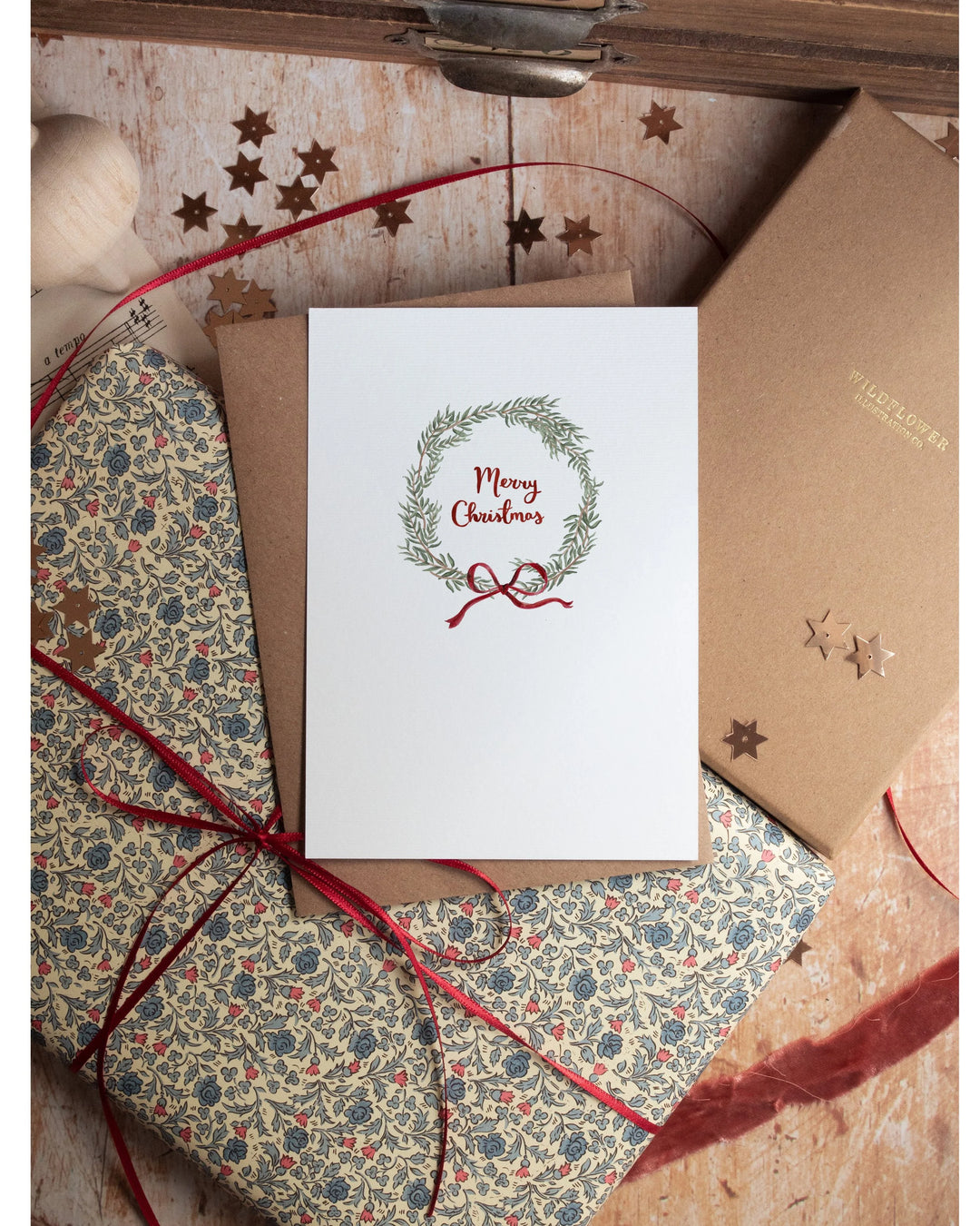 Willow Wreath Merry Christmas Card