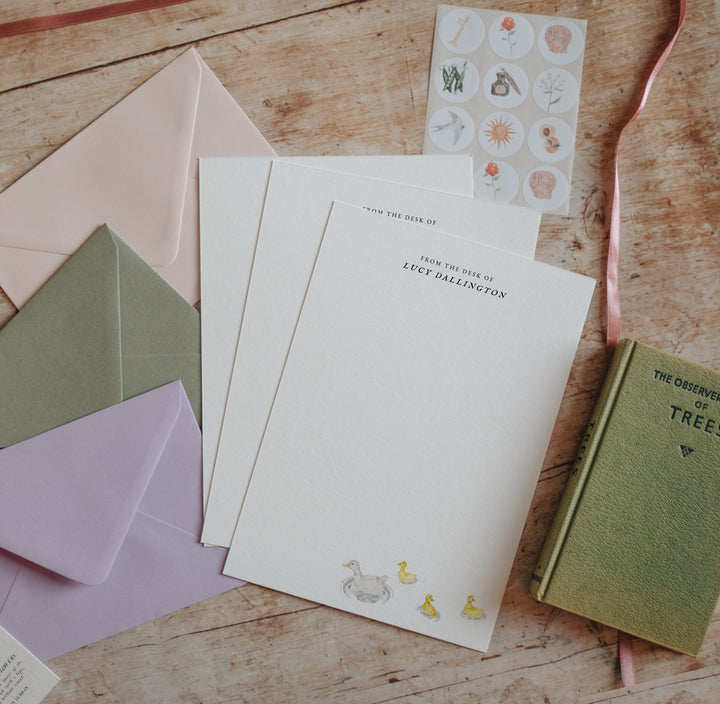 Swimming Ducks Personalised Letterhead Writing Paper & Envelopes