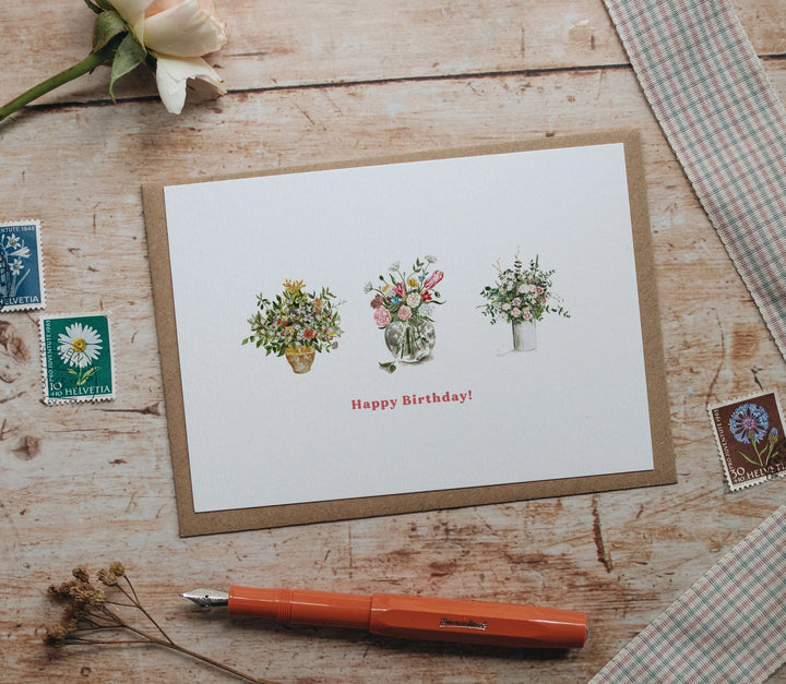 Three Vases Birthday Card