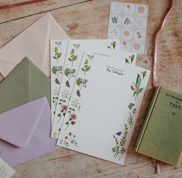 Petals & Pollinators Personalised Letterhead Writing Paper & Envelopes