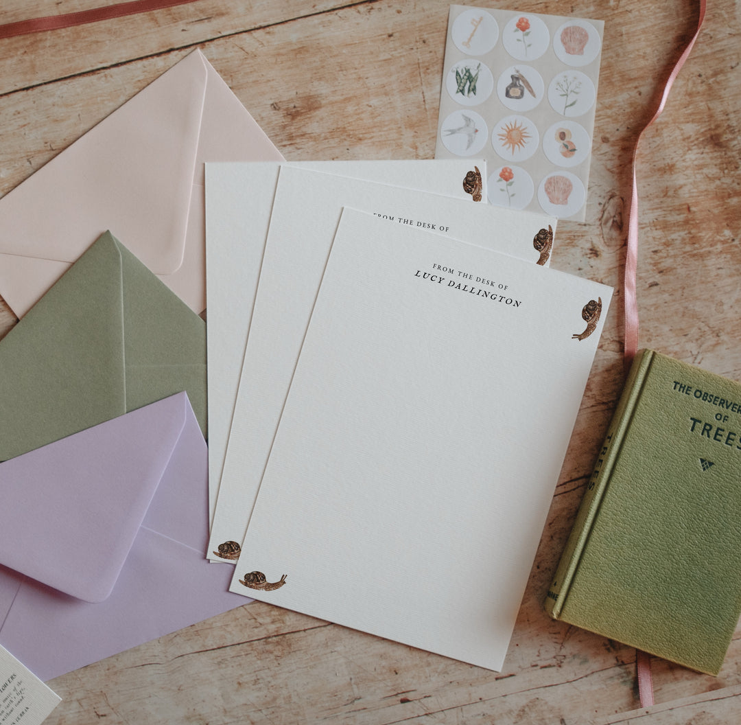 Snails Personalised Letterhead Writing Paper & Envelopes