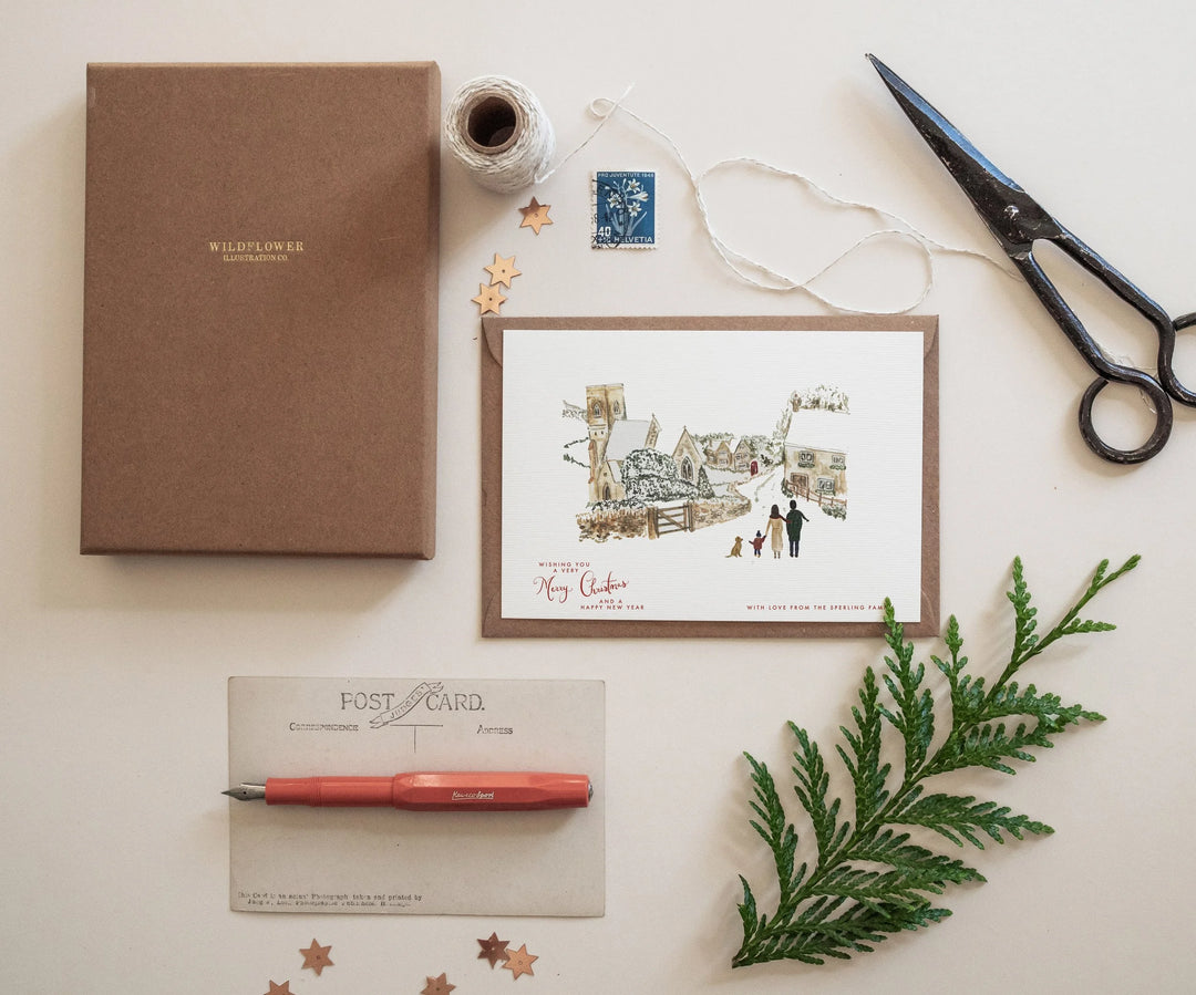 Personalised Snowy Walk Christmas Cards