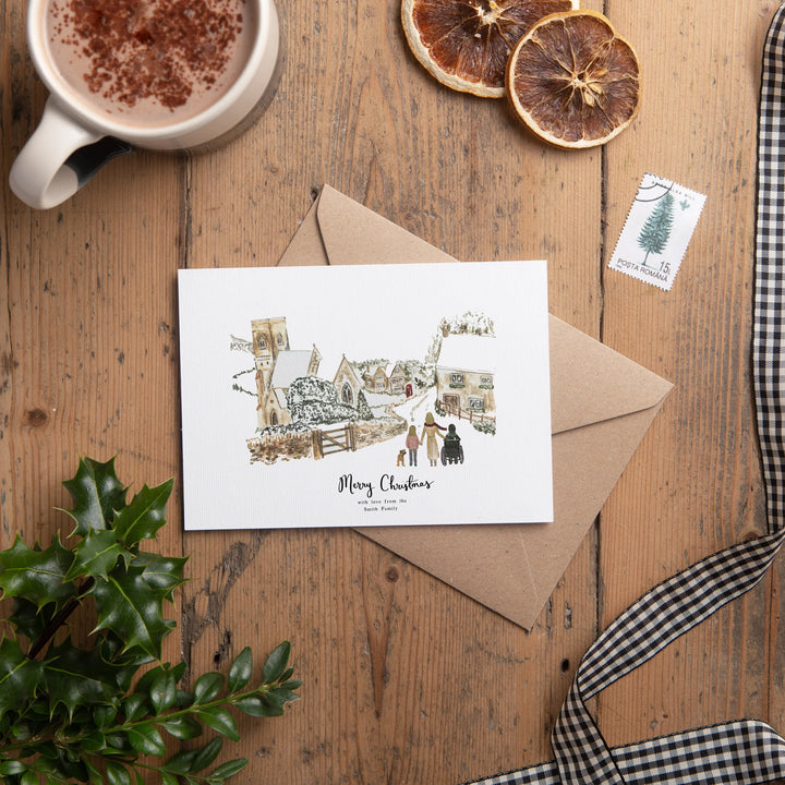 Personalised Snowy Walk Christmas Cards